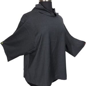 Pari Passu Gray Wool Blend Draped Neck Boxy Katy Top Size 16 Fit D